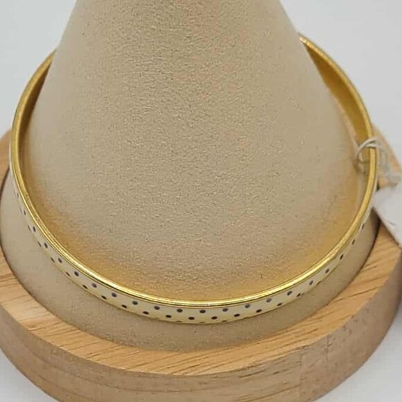 J Crew Factory Off White Polka Dot Gold Tone Thin Enamel Bangle NWT!  NEW! - Picture 4 of 8
